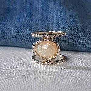 Double Band Moon Stone Ring